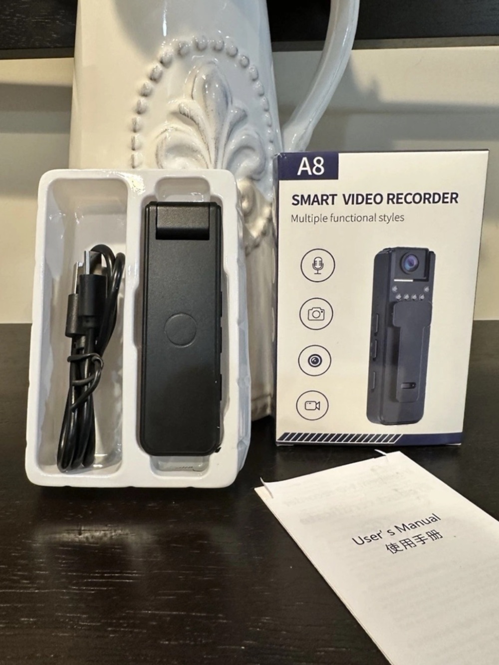 A8 Smart Video Recorder, Compact Clip-On Body Camera in Matte Black, NEW in box - Picture 5 of 5